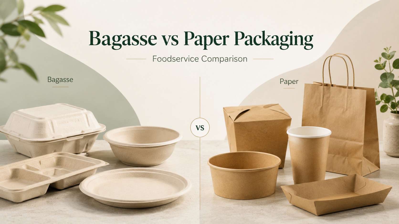 Bagasse vs Paper / Pulp foodservice comparison