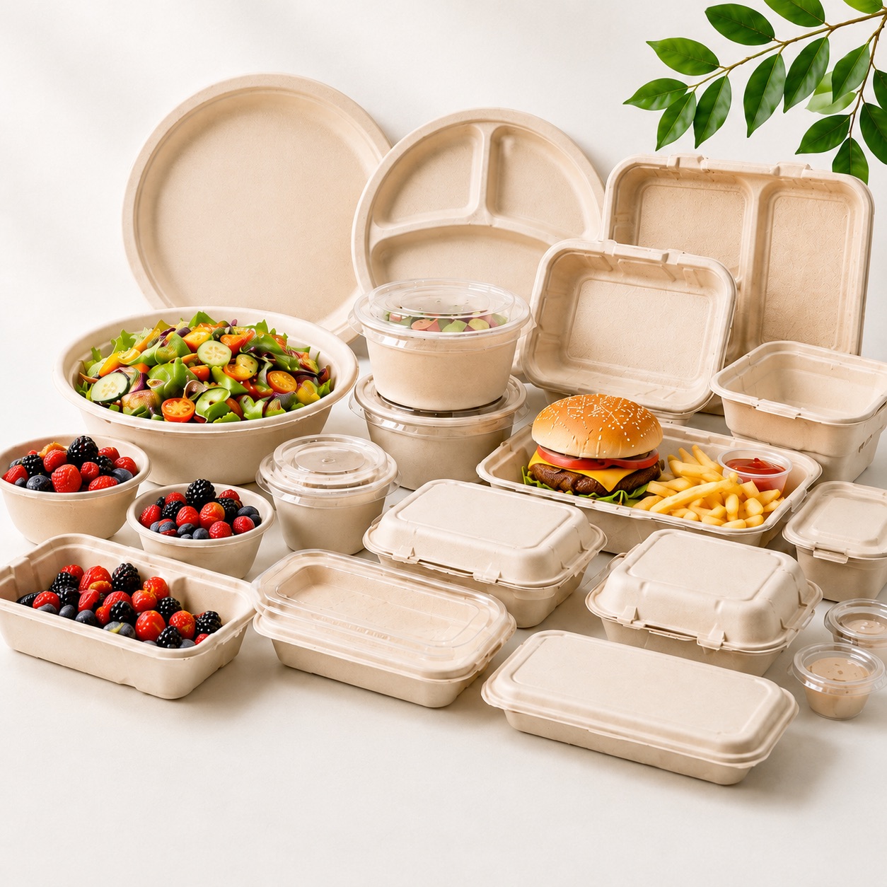 Ecofy compostable tableware range — plates, bowls, clamshell and containers