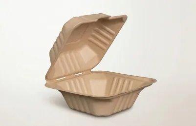6×6 Kraft Bagasse Clamshell