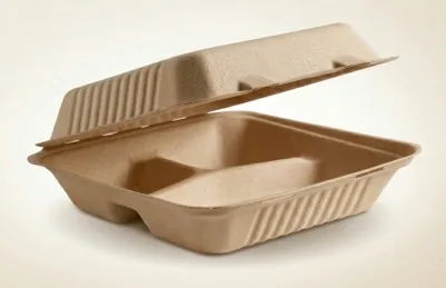 8×8 3CP Kraft Bagasse Clamshell