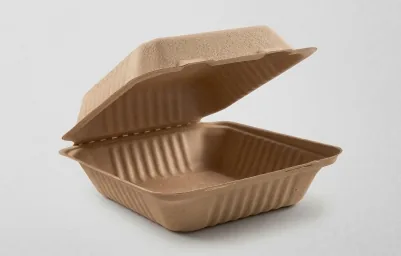 8×8 Kraft Bagasse Clamshell