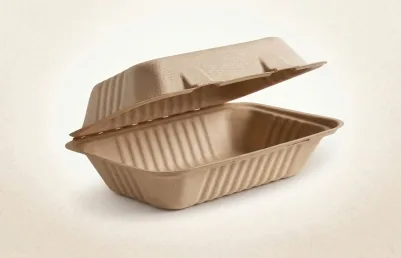 9×6 Kraft Bagasse Clamshell