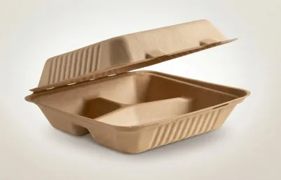 9×9 3CP Kraft Bagasse Clamshell