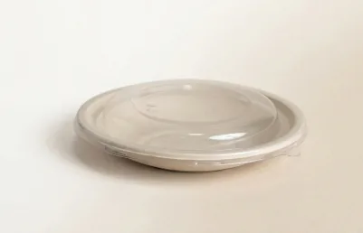 26 oz Bagasse Flat Bowl with Lid